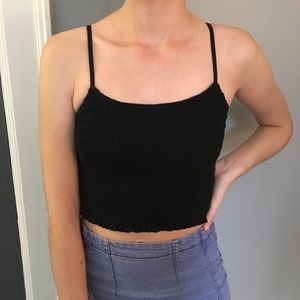 Brandly Melville J. Galt Black Scrunch Crop Top